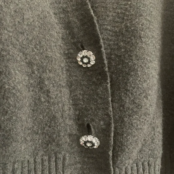 H&M Grey Sweater With Jeweled Buttons - Picture 2 of 4